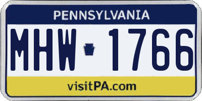 PA license plate MHW1766