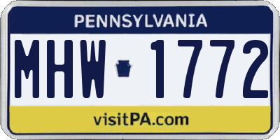 PA license plate MHW1772