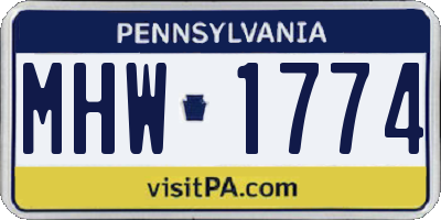 PA license plate MHW1774