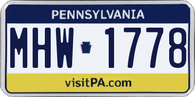 PA license plate MHW1778