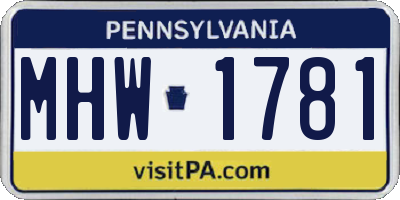 PA license plate MHW1781