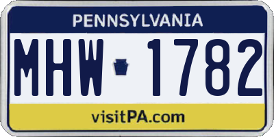 PA license plate MHW1782