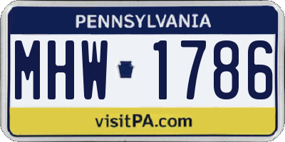 PA license plate MHW1786
