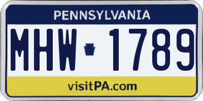 PA license plate MHW1789