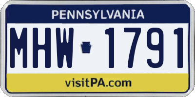 PA license plate MHW1791