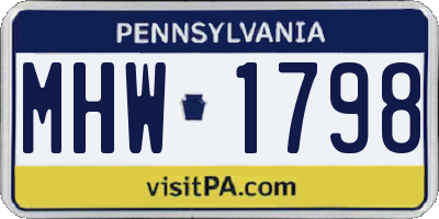PA license plate MHW1798