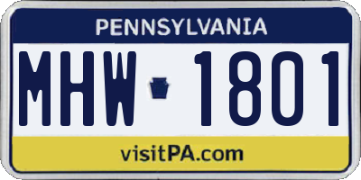 PA license plate MHW1801
