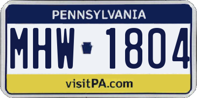 PA license plate MHW1804
