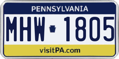 PA license plate MHW1805