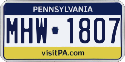 PA license plate MHW1807