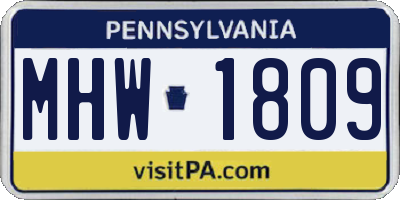 PA license plate MHW1809