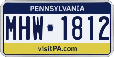 PA license plate MHW1812