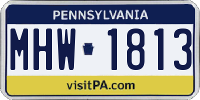 PA license plate MHW1813