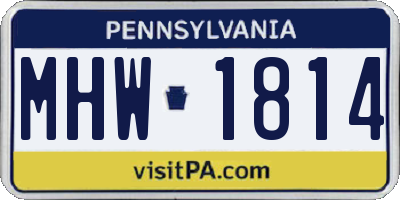 PA license plate MHW1814