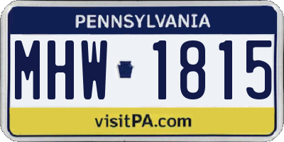 PA license plate MHW1815