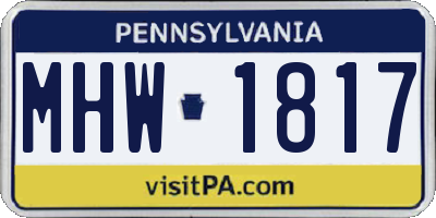 PA license plate MHW1817