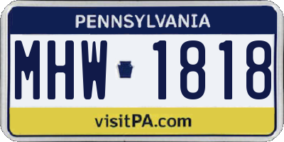 PA license plate MHW1818