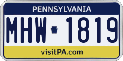 PA license plate MHW1819