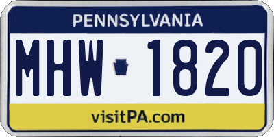 PA license plate MHW1820