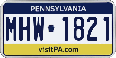 PA license plate MHW1821