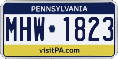 PA license plate MHW1823