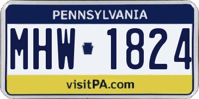 PA license plate MHW1824