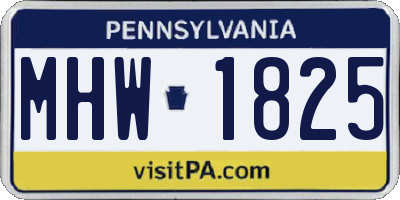 PA license plate MHW1825