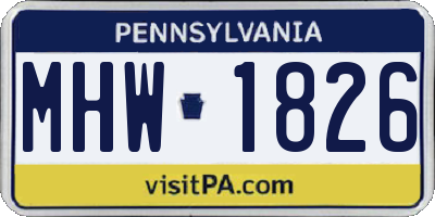 PA license plate MHW1826