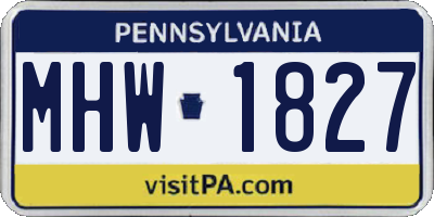 PA license plate MHW1827