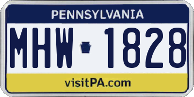 PA license plate MHW1828