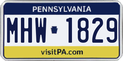 PA license plate MHW1829