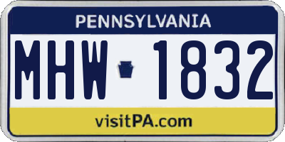 PA license plate MHW1832