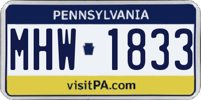 PA license plate MHW1833