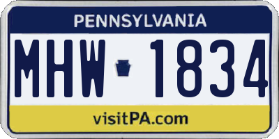 PA license plate MHW1834