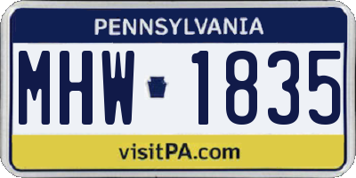 PA license plate MHW1835