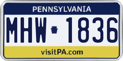 PA license plate MHW1836