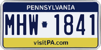 PA license plate MHW1841