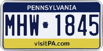 PA license plate MHW1845