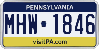 PA license plate MHW1846