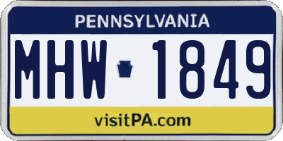 PA license plate MHW1849