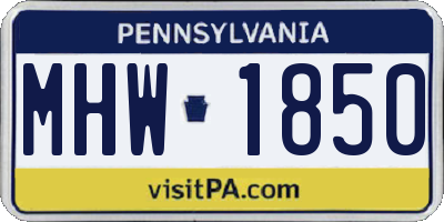 PA license plate MHW1850