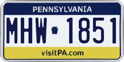 PA license plate MHW1851