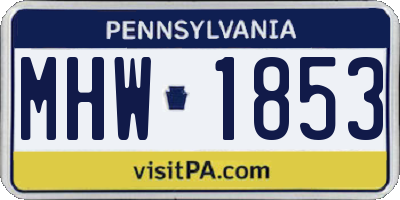 PA license plate MHW1853