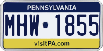 PA license plate MHW1855