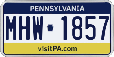 PA license plate MHW1857