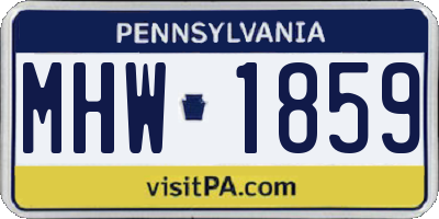 PA license plate MHW1859