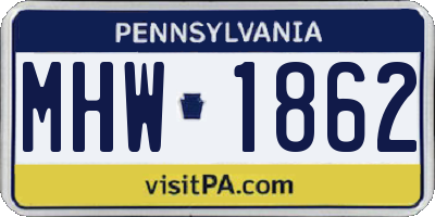 PA license plate MHW1862