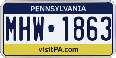 PA license plate MHW1863