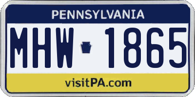 PA license plate MHW1865