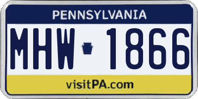 PA license plate MHW1866